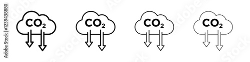 Low carbon dioxide icon Outline sign symbol set