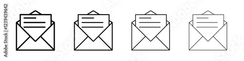 Mail message icon Outline sign symbol set