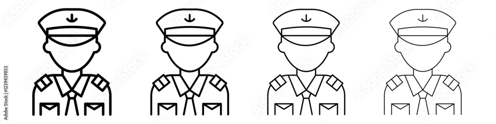 Male chief officer icon Outline sign symbol set Male chief officer icon Outline sign symbol set