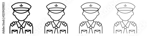 Male chief officer icon Outline sign symbol set