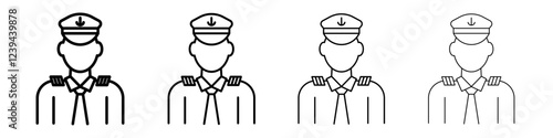 Male chief officer icon Outline sign symbol set