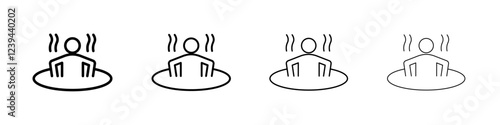 Man relaxing in jacuzzi icon Outline sign symbol set