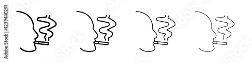 man smoking cigarette icon Outline sign symbol set