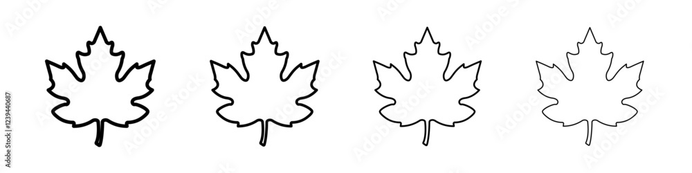 Maple leaf icon Outline sign symbol set Maple leaf icon Outline sign symbol set