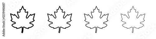 Maple leaf icon Outline sign symbol set