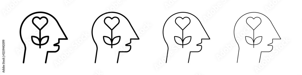 Mental Health icon Outline sign symbol set Mental Health icon Outline sign symbol set
