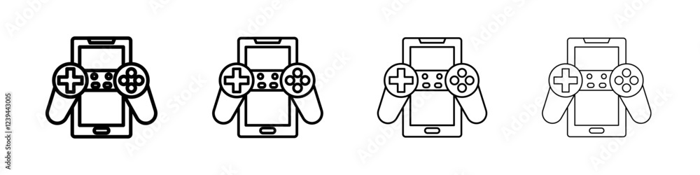 mobile phone game icon Outline sign symbol set mobile phone game icon Outline sign symbol set
