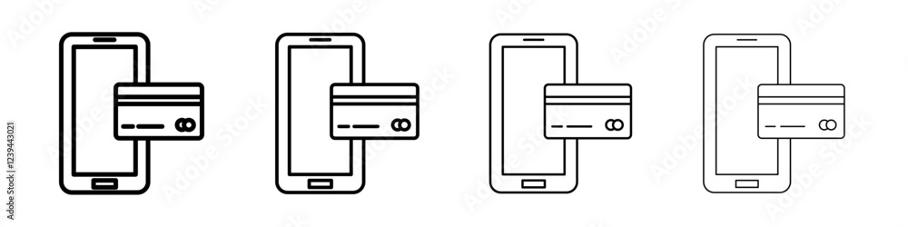 mobile payment icon Outline sign symbol set mobile payment icon Outline sign symbol set