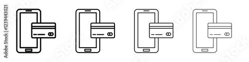 mobile payment icon Outline sign symbol set
