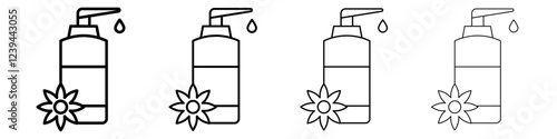 Moisturizing lotion bottle icon Outline sign symbol set