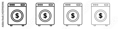 Money laundering icon Outline sign symbol set