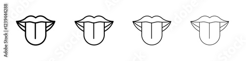 Mouth sticking tongue out icon Outline sign symbol set