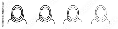Muslim woman icon Outline sign symbol set