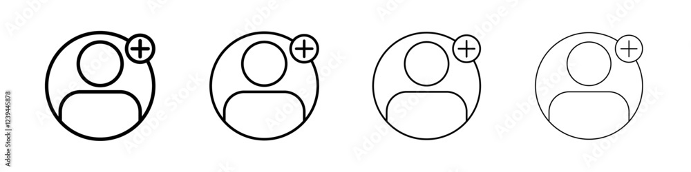 New account icon Outline sign symbol set New account icon Outline sign symbol set