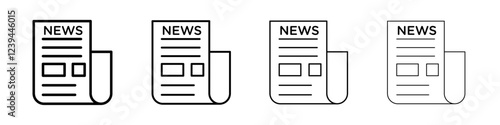 Newspaper icon Outline sign symbol set