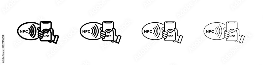 NFC wireless payment icon Outline sign symbol set NFC wireless payment icon Outline sign symbol set