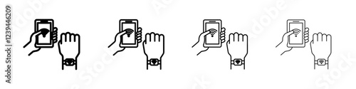 NFC bracelet connected icon Outline sign symbol set