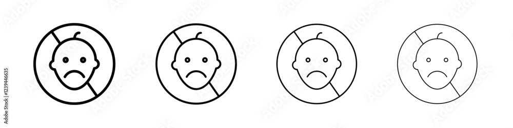 Fototapeta premium No kid allowed icon Outline sign symbol set