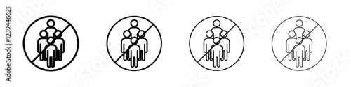 No gathering icon Outline sign symbol set