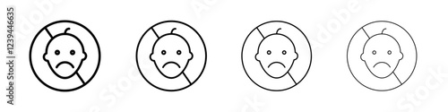 No kid allowed icon Outline sign symbol set