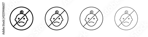 No kid allowed icon Outline sign symbol set