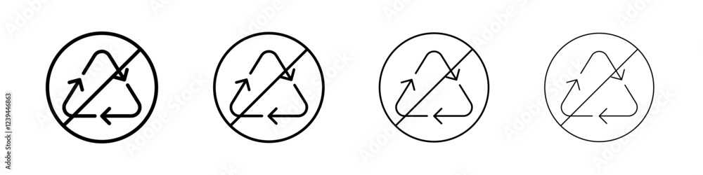 Non Recyclable icon Outline sign symbol set Non Recyclable icon Outline sign symbol set