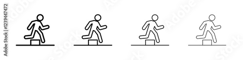 Obstacle race icon Outline sign symbol set