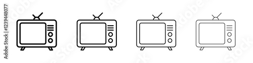 Old television icon Outline sign symbol set