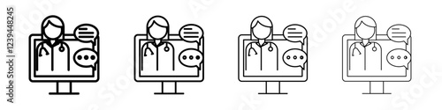 online medical consultation icon Outline sign symbol set