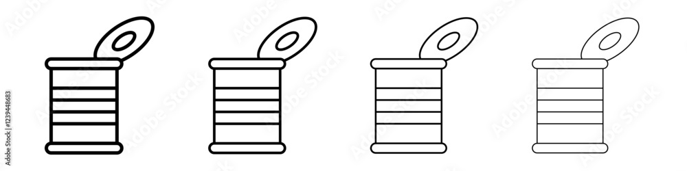 Open tin can icon Outline sign symbol set Open tin can icon Outline sign symbol set