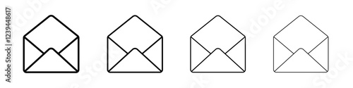 Open envelope icon Outline sign symbol set