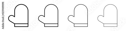 Oven mitt icon Outline sign symbol set