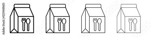Paper bag icon Outline sign symbol set