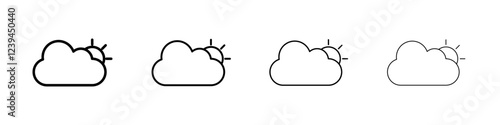 Partially cloudy icon Outline sign symbol set