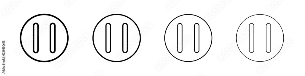 Pause icon Outline sign symbol set Pause icon Outline sign symbol set