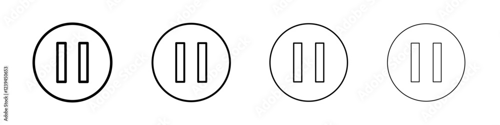 Pause icon Outline sign symbol set Pause icon Outline sign symbol set