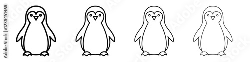 Penguin icon Outline sign symbol set