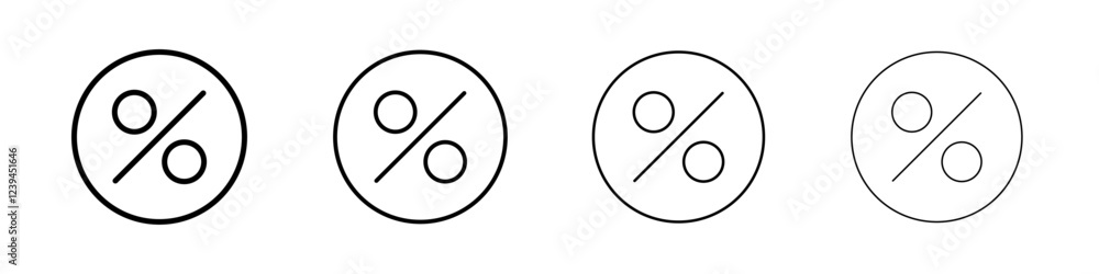 Percent icon Outline sign symbol set Percent icon Outline sign symbol set
