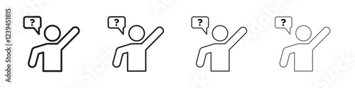 Person asking question icon Outline sign symbol set