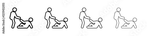 Person help someone icon Outline sign symbol set