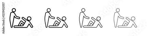 Person help someone icon Outline sign symbol set