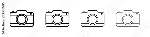 Photo Camera icon Outline sign symbol set