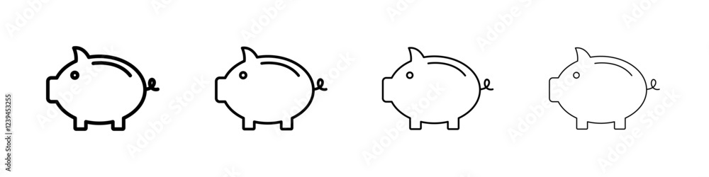 Piggy bank icon Outline sign symbol set Piggy bank icon Outline sign symbol set