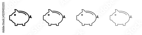 Piggy bank icon Outline sign symbol set