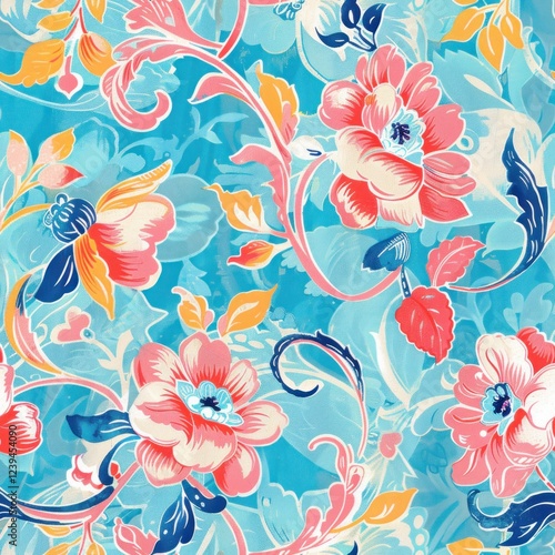 Chintz and pastels mixed with pop colors flower seamless repeating floral pattern 2