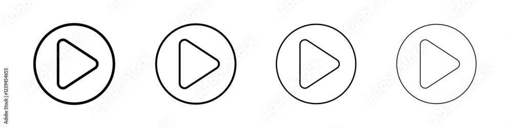 Play button icon Outline sign symbol set Play button icon Outline sign symbol set