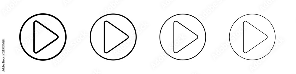 Play Button icon Outline sign symbol set Play Button icon Outline sign symbol set