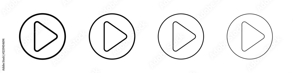 Play icon Outline sign symbol set Play icon Outline sign symbol set