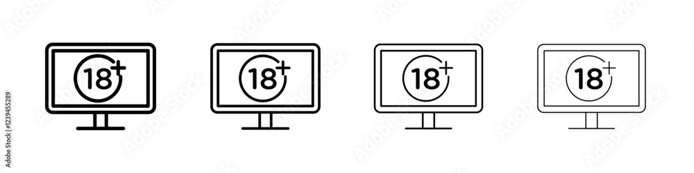 plus 18 movie icon Outline sign symbol set plus 18 movie icon Outline sign symbol set