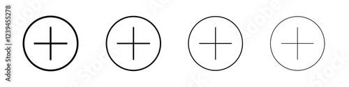 Plus Icon Outline sign symbol set